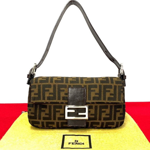 FENDI Mamma Bucket FF All-over Pattern Canvas Mini Shoulder Bag Brown - Picture 1 of 11